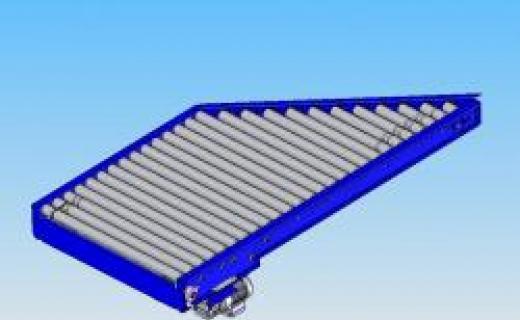 Roller conveyor with 45 degrees end